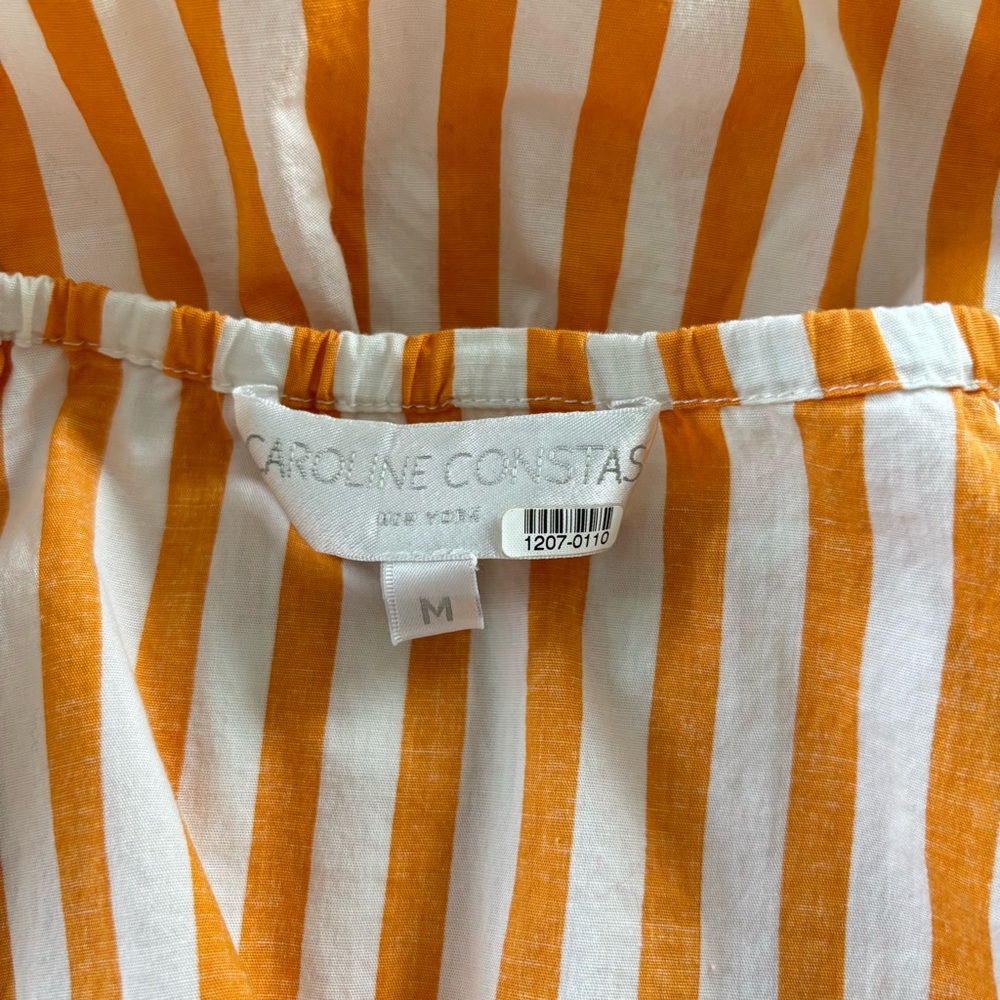 Caroline Constas Onira Balloon Sleeve Off Shoulder Orange Striped Top M - Picture 10 of 12